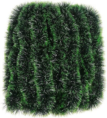 LAZYBEEE Thick Green & Black Color 10 Pcs Artificial Merry Christmas Strings, Garlands Tinsel Pack of 10