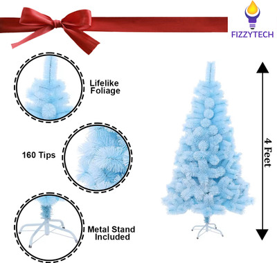 FIZZYTECH Pine 121.92 cm (4.0 ft) Artificial Christmas Tree(Blue)