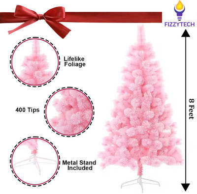 FIZZYTECH Fir 243.84 cm (8.0 ft) Artificial Christmas Tree(Pink)