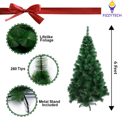 FIZZYTECH Pine 182.88 cm (6.0 ft) Artificial Christmas Tree(Green)
