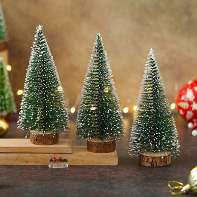 eCraftIndia Pine 15 cm (0.49 ft) Artificial Christmas Tree(Green)