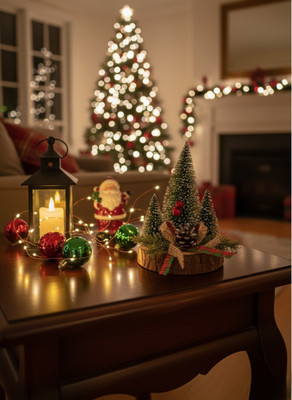 Tachyon Generic 15 cm (0.49 ft) Artificial Christmas Tree(Green, Red)