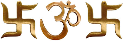 Akebi The Spiritual Living Copper Swastik Om Swastik for Door Entrance 3 Inch Decorative Showpiece  -  1.24 cm(Brass, Gold)