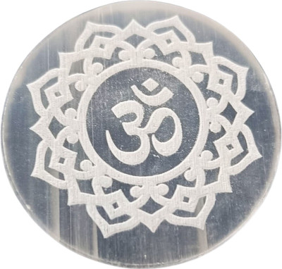 ANKKJYOTI Selenite Crystal Charging plate with AUM Carvings Crystal, Stoneware Yantra(Pack of 1)