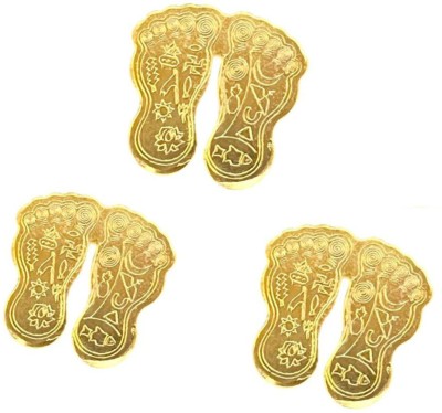 Tvm Gold Plated Laxmi Charan Paduka for Puja/Religious Footprints Diwali Gift Brass Yantra