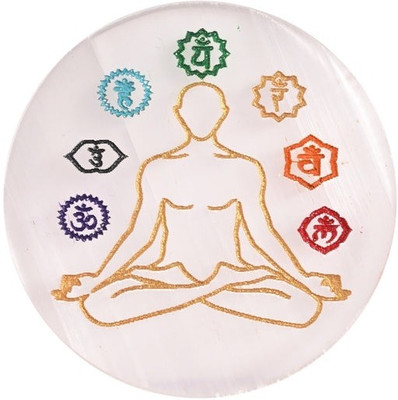 ANKKJYOTI Selenite Charging Disc with Large Figurine and Small & Chakras Crystal Yantra(Pack of 1)