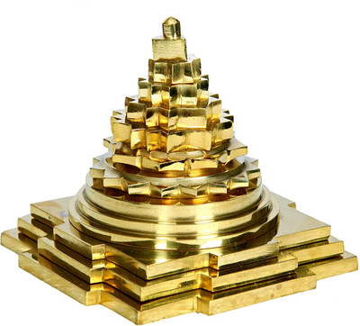 EliteTouch Gold Plated Maha Meru Shree Yantra, Pyramid laxmi Mahameru, Pyramid Laxmi Yantra Brass Yantra(Pack of 1)