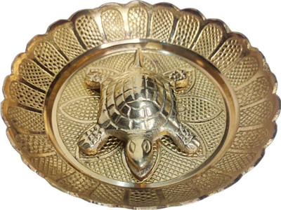 PujaSamadhaan Vaastu Fenshui Tortoise with Thali Kachua Brass Yantra(Pack of 1)