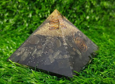 Fikup Tiger Eye, Selenite & Green Malachite orgone Pyramid Crystal Yantra(Pack of 1)