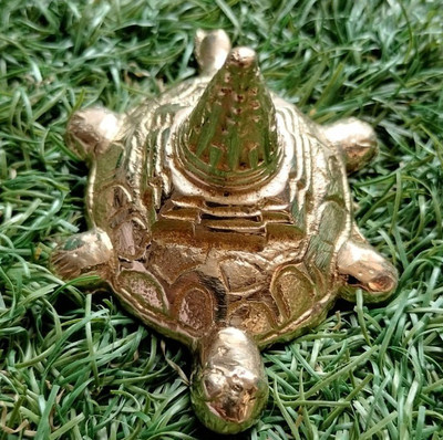 Firmus Brass Meru Shree Yantra with Tortoise for Good Luck, Success and Prosperity Brass Yantra(Pack of 1)