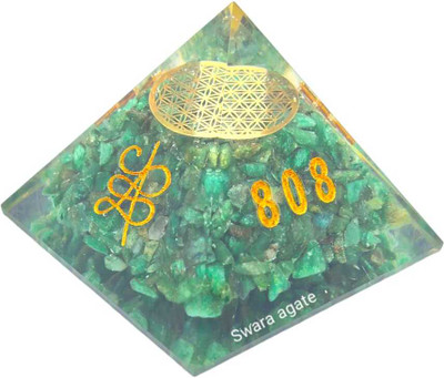 Swara Agate Green Aventurine Angelic Pyramid With Angel Symbol & Angel Number 808 520 741 Crystal Yantra(Pack of 1)
