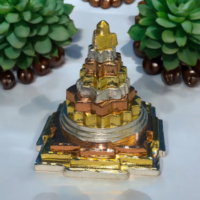 SHATAKAM Shree Lakshmi meru yantra panch dhatu for wealth and prosperity,luck and success Silver, Gold, Iron, Copper Yantra(Pack of 1)