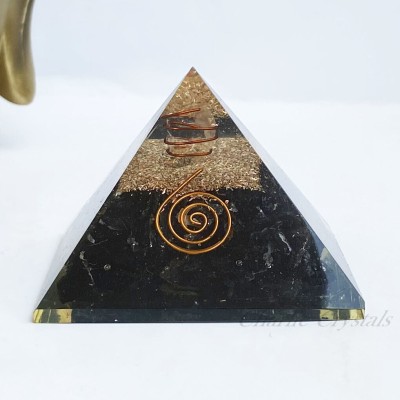 NEXT CREATION Black Energy Pyramid with Healing Crystal Quartz Point EMF Protection Yantra Crystal Yantra(Pack of 1)