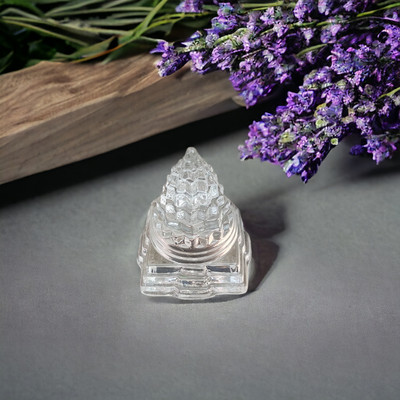 BRAJSTORE Original Clear Crystal (Sphatik) Shree/Shri Yantra for Diwali Pooja Crystal Yantra(Pack of 1)