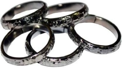 wiffo Black Horse Shoe Iron Ring, Shani Chhalla/ Ghode ke Naal Ki Ring,Pack of 5 Decorative Showpiece  -  1 cm(Metal, Black)