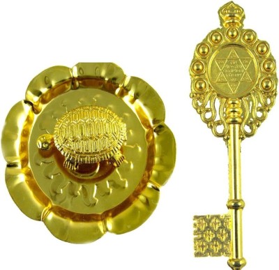 Dirghaanshi Combo of Tortoise in Plate with Kuber Kunji for Wealth Power,Good Luck & Success Brass, Gold, Plated Yantra(Pack of 1)