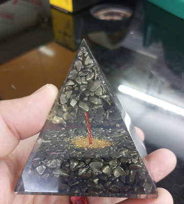 Lucky Rudraksha Pyrite Pyramid Glass Yantra(Pack of 1)