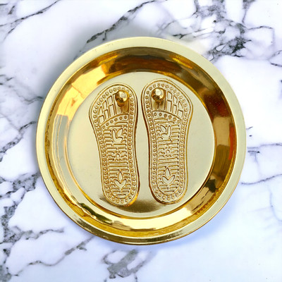 BRAJSTORE Laxmi Charan Paduka for Laxmi with Plate and Diwali Brass Yantra(Pack of 1)