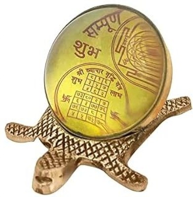 PujaSamadhaan Tortoise,Vaastu Fengshui Turtle with Glass, Shree Sampoorna Shri Kuber Kachua Brass Yantra(Pack of 1)