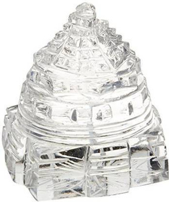 Jinali Gems Original Quartz Crystal Shree Yantra 15 Gms Approx Size - 7 cm [Crystal, White] Glass Yantra(Pack of 1)