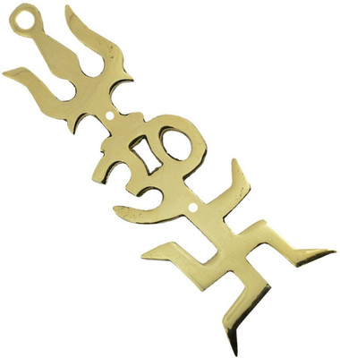 REIKI CRYSTAL PRODUCTS Vastu/Feng Shui Swastik Om Trishul Trishakti Yantra Hanging Brass Yantra(Pack of 1)