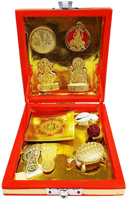 Shubhanjali Shri Dhan Laxmi Kuber Varsha Yantra Set (10 Pieces) Dhan Varsha Yantra for Puja Plated, Copper Yantra(Pack of 1)