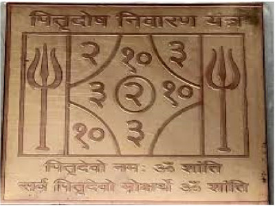 The Himalayan Collections Pitrudosh Nivaran Yantra-12 Copper Yantra