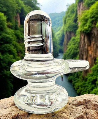R G MART Shivling Original Idol Sphatik Healing Clear Quartz Crystal Mediation Pooja Glass Yantra(Pack of 1)