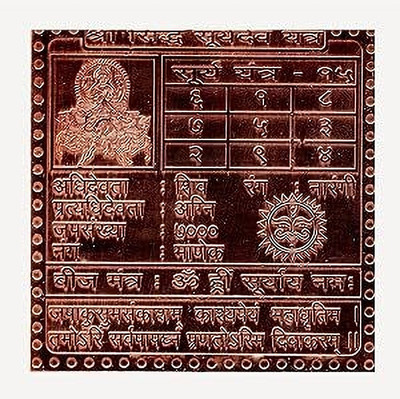Ganesha Atrs Surya Yantra in Thick Copper Premium Quality 1.5 Inch X 1.5 Inch Copper Yantra(Pack of 1)