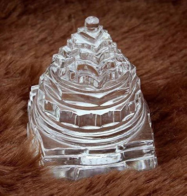 RDK Original Clear Crystal (Sphatik) Shree/Shri Yantra for Diwali Pooja , Wealth, Prosperity and Success Crystal Yantra(Pack of 1)