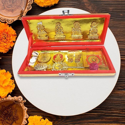 Divine Creations Shri Dhan Laxmi Kuber Bhandari Box for Success in Your Home and Office - 19.5 cm Steel Yantra(Pack of 1)