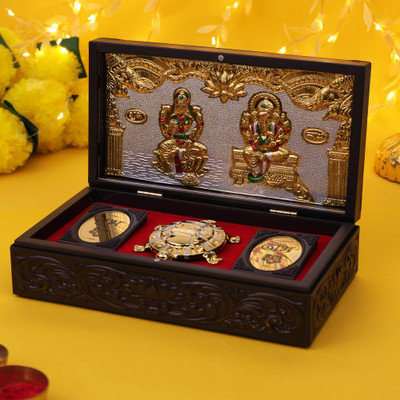 Mantrasouvenir 3D Laxmi Ganesh Ji Box with Turtle | Shubh Labh Box for Home & Office Plastic Yantra(Pack of 1)