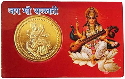 KANISHQ Jai Maa Saraswati gold coin ATM card Paper, Plastic Yantra(Pack of 1)