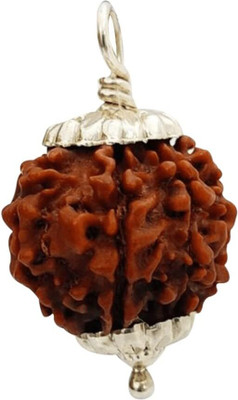 GANESHA ARTS 5 Mukhi Rudraksha From Nepal 18mm-20mm Silver pendent Wood Pendant