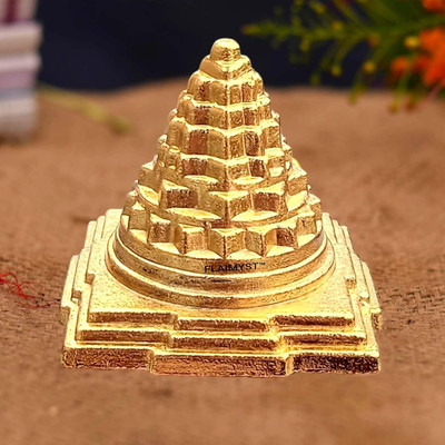 EliteTouch Laxmi Meru Shree Yantra for Worship pyramid Golden Metal Brass Meru Shree Yantra Brass Yantra(Pack of 1)