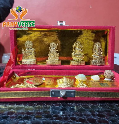 Prayverse Sri Dhan Varsha Laxmi Lakshmi kuber Maha Yantra & laxmi Ganesh ji Swastik Murti Steel Yantra(Pack of 14)