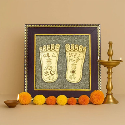 BHAGVAT AGATE Maa Lakshmi Charan Paduka on Pyrite Frame Copper Yantra(Pack of 1)