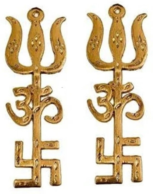 Trishakti Om Swastik Trishul Trishakti Yantra for Door, Vehicle and Wall Hanging Yantra Copper Yantra(Pack of 2)