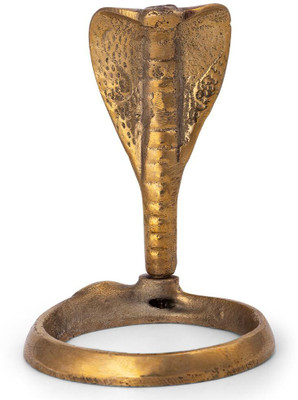 VIKITSU Brass Naag for Shivling | Serpent Adornment for Puja | Divine Nag Design Decorative Showpiece  -  9.5 cm(Brass, Gold)