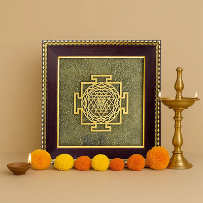 BHAGVAT AGATE Shree Yantra on Raw Pyrite Frame Copper Yantra(Pack of 1)