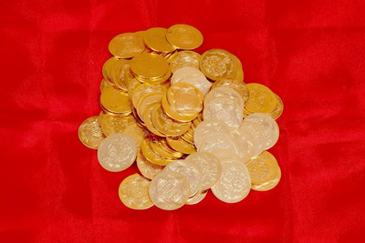 HOIVA Hand Crafted Traditional Lakshmi Kubera Coin Brass Yantra(Pack of 21)