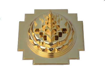 Jinali Gems Gold Plated Maha Meru Shree Yantra | Made With Sudh Ashtdhatu 5x5 In Brass Yantra(Pack of 1)