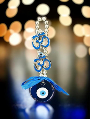 Ishwaraa Evil Eye Double OM Blue Pendant Decorative Wall Hanging for Home ,Office & Car Glass, Polyresin Yantra(Pack of 1)