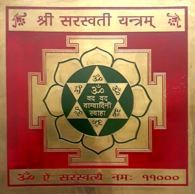 numeroastro Coloured Shri Saraswati Yantra Big (15 x 15 Cms) Copper Yantra(Pack of 1)