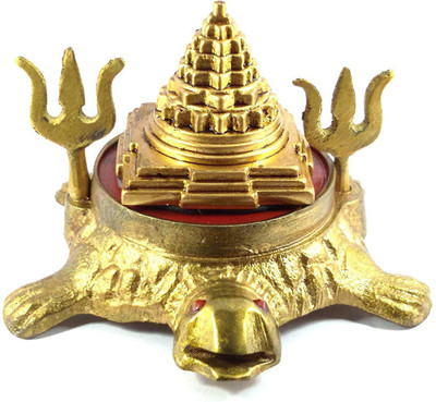 numeroastro Brass Turtle/Tortoise With Meru Shri Yantra & Trishul For Health,Wealth & Good Luck (12 Cms) (1 Pc) Brass Yantra(Pack of 1)