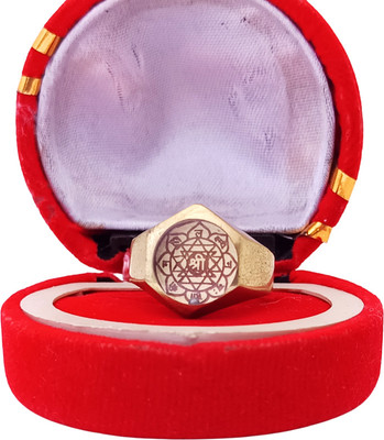 Astrosale Ashtadhatu Shree Yantra Ring In Gold Plated With Para Brass Yantra(Pack of 1)