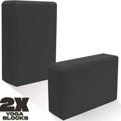 MAPACHE Yoga Foam Brick for Stretching, Balance & Support in Yoga, Pilates & Fitness Yoga Blocks(Black Pack of 2)