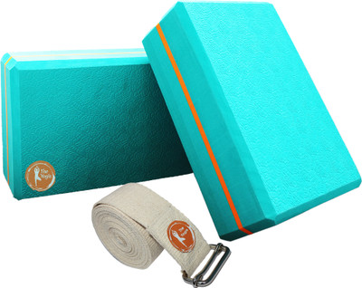 The Yogis Pack Of 2 Yoga Blocks with Belt High Density EVA Foam Brick for Yoga, Pilates Yoga Blocks(Blue Pack of 2)