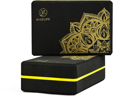 Wiselife Printed Yoga Blocks | Yoga Brick,High-Density EVA Foam Soft Surface for Balance- Yoga Blocks(Black Pack of 2)