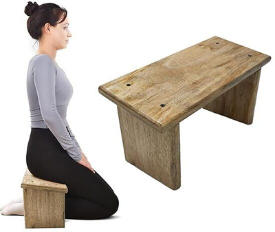 Uvz Crafts® Premium Handmade Wooden Meditation/Yoga Bench – Comfortable Posture Support Yoga Blocks(Brown Pack of 1)